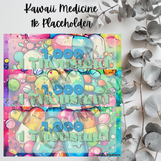 Kawaii Medicine Money Placeholder | Digital Download | 1000 Slips | Set of 3