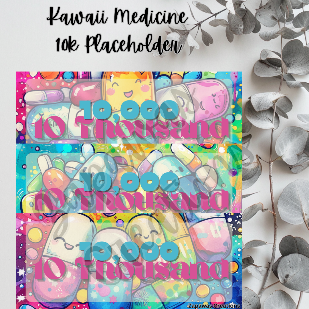 Kawaii Medicine Money Placeholder |  Digital Download | 10,000 Slips | Set of 3