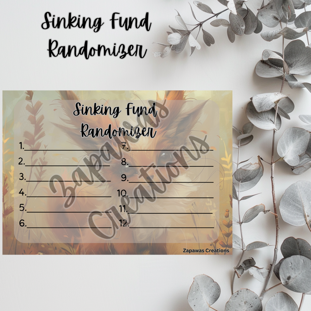 Sinking Fund Randomizer | Woodland Creature Themed  | Digital Download | Cash Budgeting | Printable