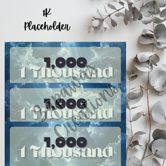 Money Placeholder | Rain Cloud Theme | Digital Download | 1000 Slips | Set of 3