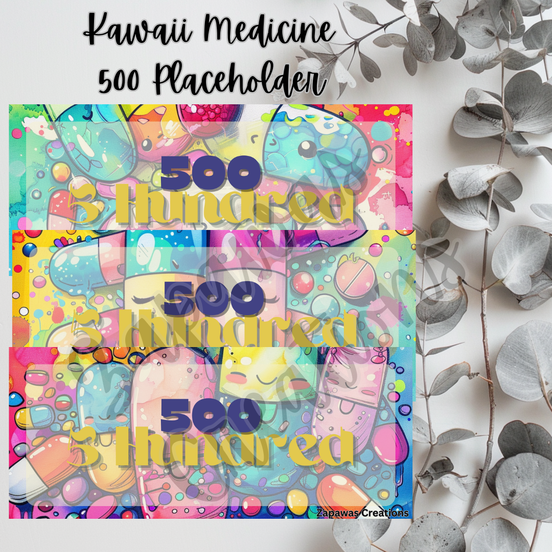 Kawaii Medicine Money Placeholder | Digital Download | 500 Slips | Set of 3