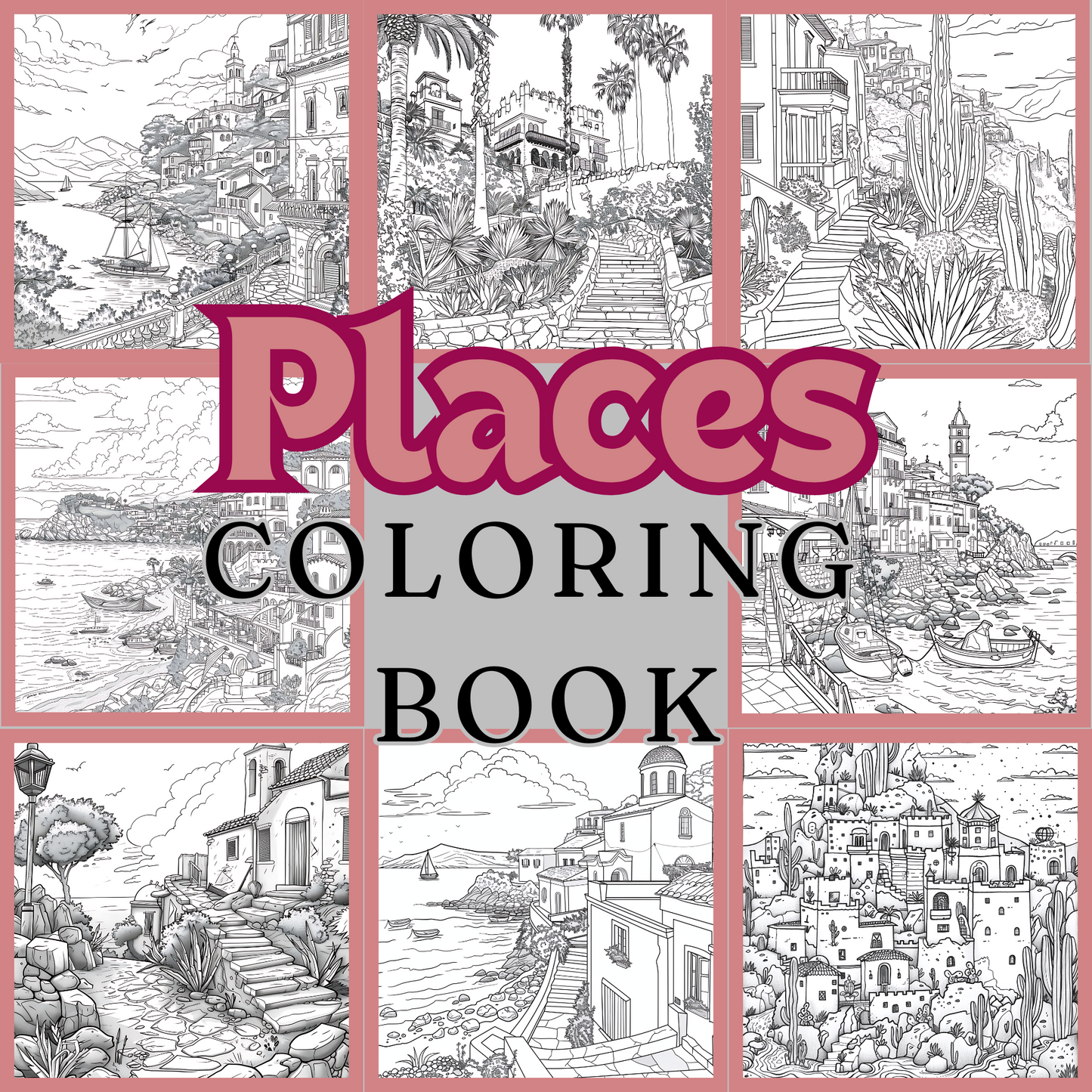 Places Coloring Book |  Digital Download | Coloring Book