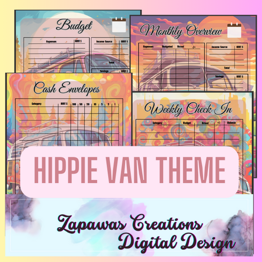 Monthly Budget Cash Saving PDF Bundle | Hippie Van Theme | Digital Download | Tracker | Printable