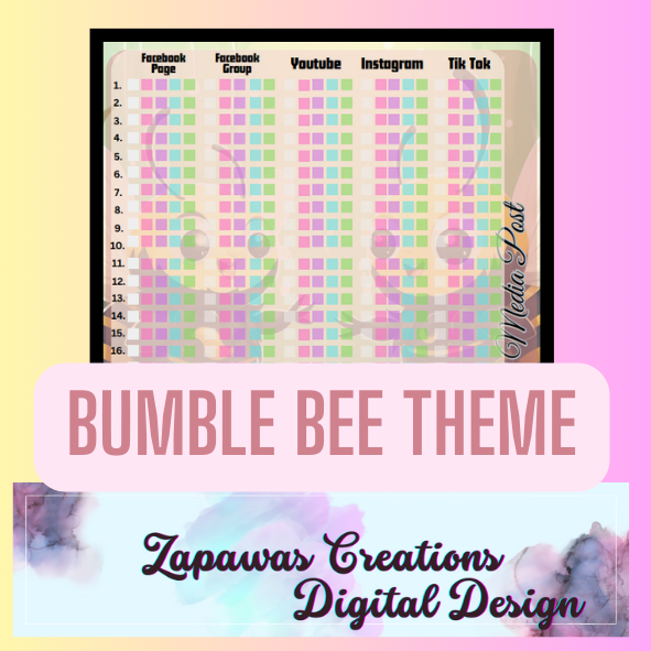 Social Media Post Tracker PDF | Bumble Bee Theme | Digital Download | Tracker | Printable