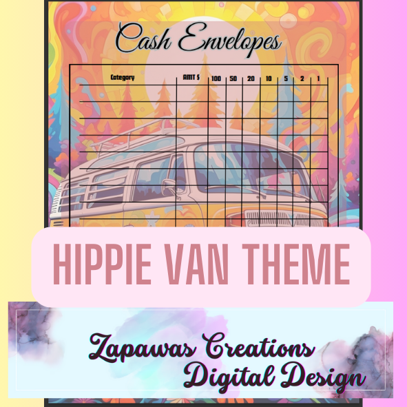 Monthly Budget Cash Saving PDF Bundle | Hippie Van Theme | Digital Download | Tracker | Printable