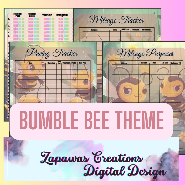 Small Business PDF Bundle | Bumble Bee Theme | Set of 4 | Digital Download | Tracker | Printable