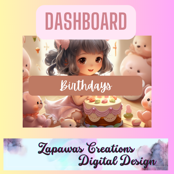 Birthdays Dashboard 5x7 | Digital Download | Cash Budgeting | Printable