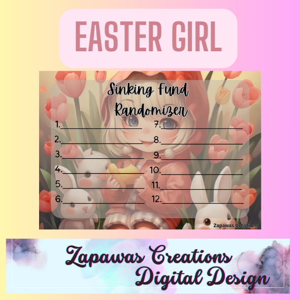 Sinking Fund Randomizer | Easter Girl Themed | Digital Download | Cash Budgeting | Printable