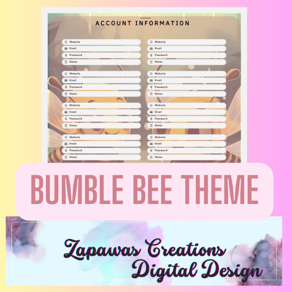 Bumble Bee Theme Account Printable | Digital Download | Cash Budgeting | PDF