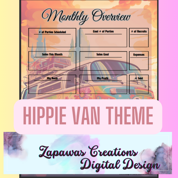 Direct Sales PDF Bundle | Hippie Van Theme | Digital Download | Tracker | Printable