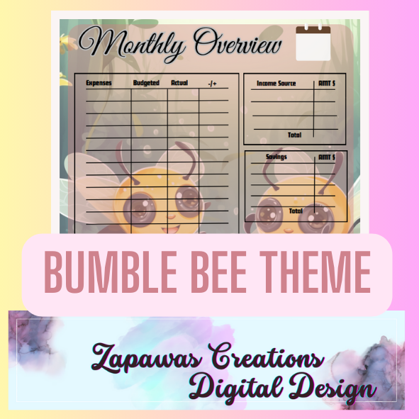 Monthly Budget Cash Saving PDF Bundle | Bumble Bee Theme | Digital Download | Tracker | Printable