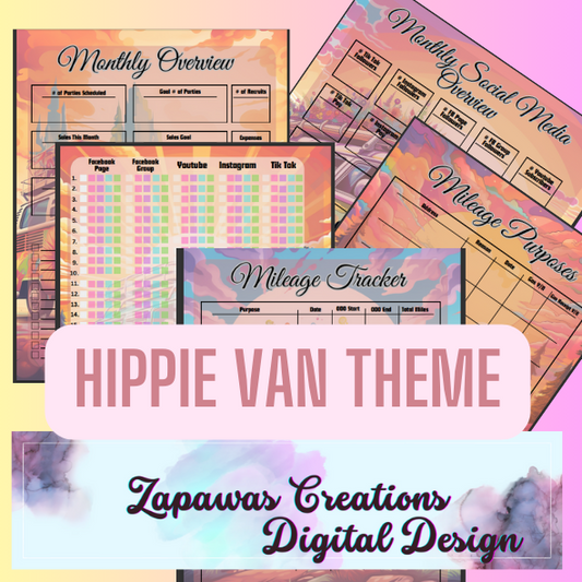 Direct Sales PDF Bundle | Hippie Van Theme | Digital Download | Tracker | Printable