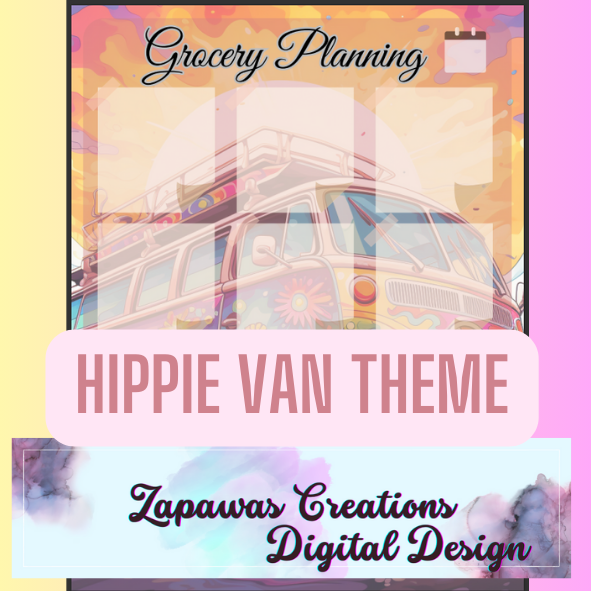 Grocery Worksheet PDF Bundle | Hippie Van Themed | Digital Download | Tracker | Printable