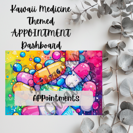 Kawaii Medicine Themed APPOINTMENTS Dashboard 4x6 | Digital PNG Download | Cash Budgeting | Printable