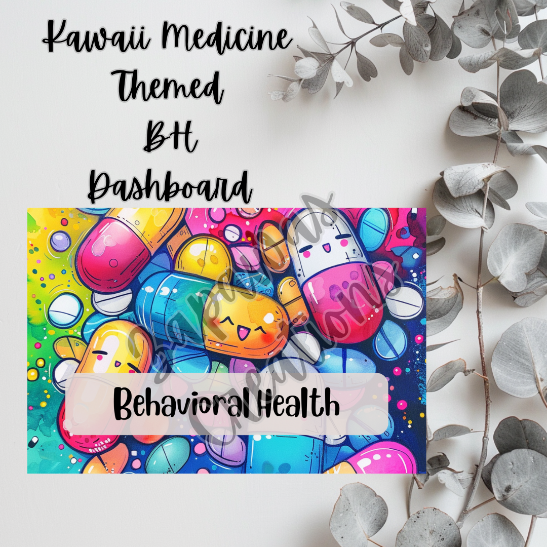 Kawaii Medicine Themed BEHAVIORAL HEALTH Dashboard 4x6 | Digital PNG Download | Cash Budgeting | Printable