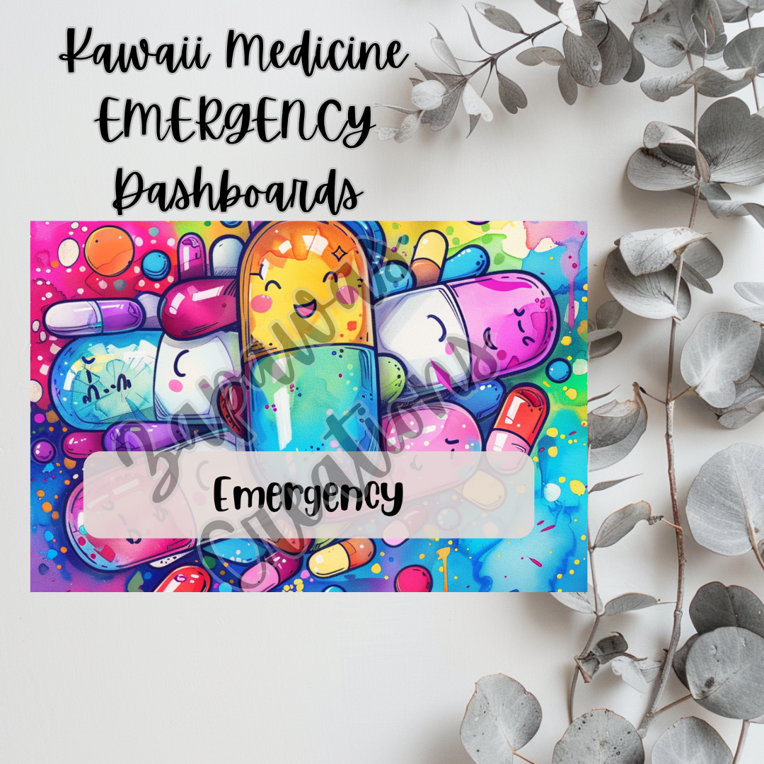 Kawaii Medicine Binder Dashboards COMPLETE SET Dashboard 4x6 | Digital PNG Download | Cash Budgeting | Printable