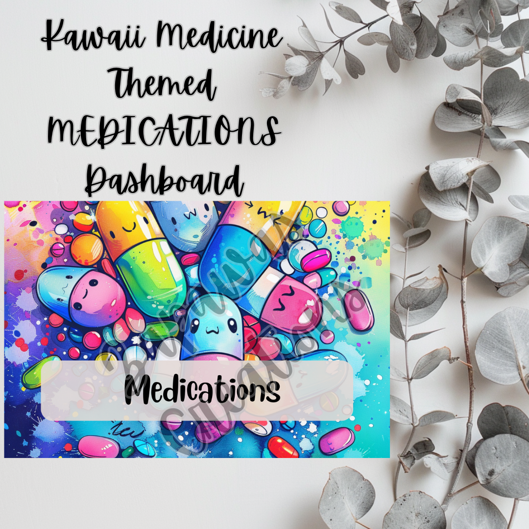 Kawaii Medicine Binder Dashboards COMPLETE SET Dashboard 4x6 | Digital PNG Download | Cash Budgeting | Printable