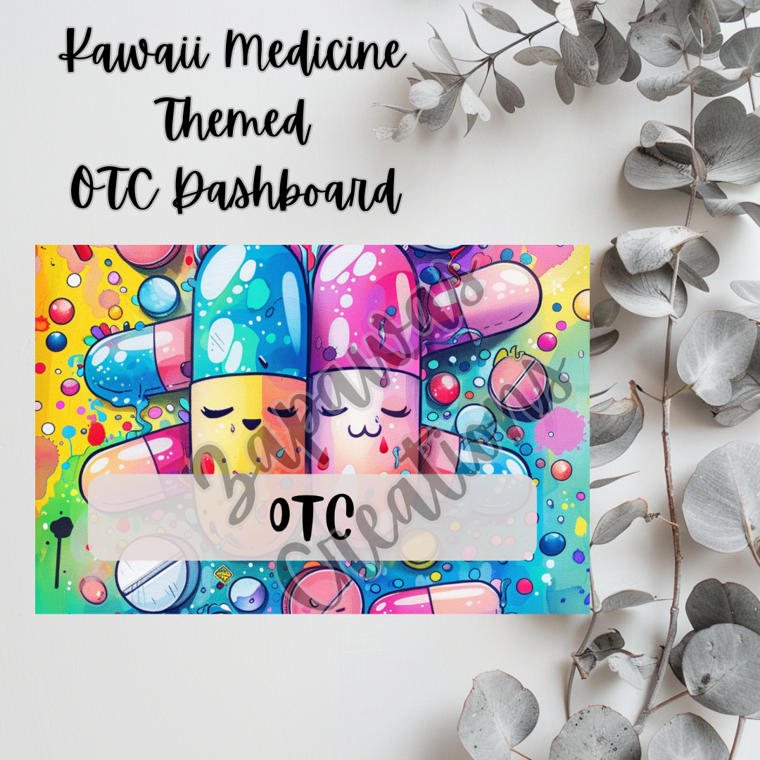 Kawaii Medicine Themed OTC Dashboard 4x6 | Digital PNG Download | Cash Budgeting | Printable