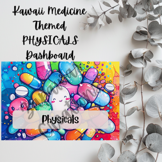 Kawaii Medicine Themed PHYSICALS Dashboard 4x6 | Digital PNG Download | Cash Budgeting | Printable