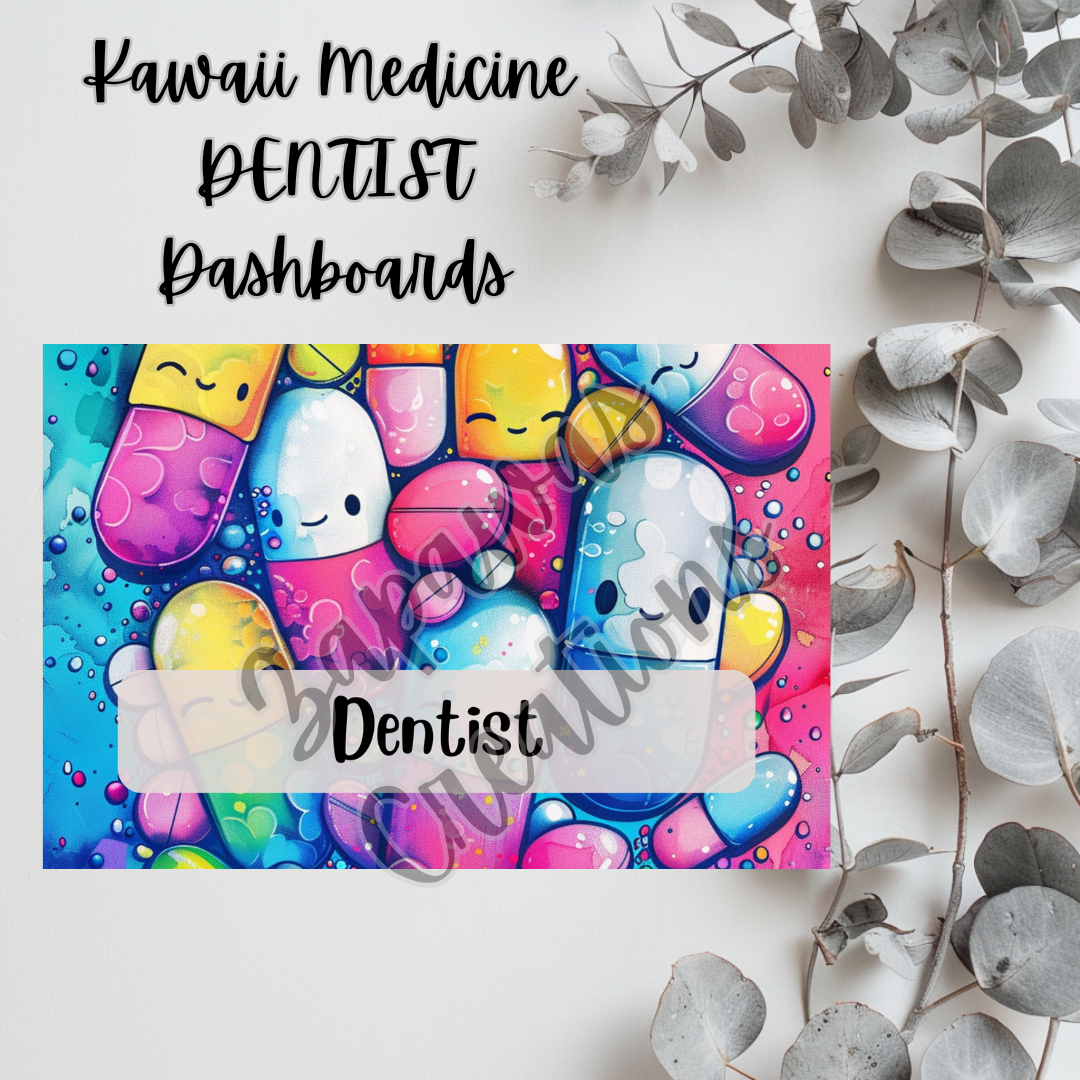 Kawaii Medicine Binder Dashboards COMPLETE SET Dashboard 4x6 | Digital PNG Download | Cash Budgeting | Printable